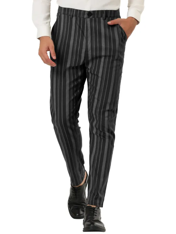 Men's Business Trousers Contrast Color Slim Fit Flat Front Striped Dress Pants sold by Allegra K