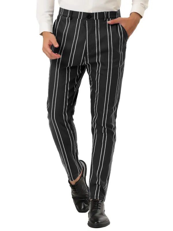 Men's Dress Striped Pants Slim Fit Flat Front Business Prom Pencil Trousers sold by Allegra K