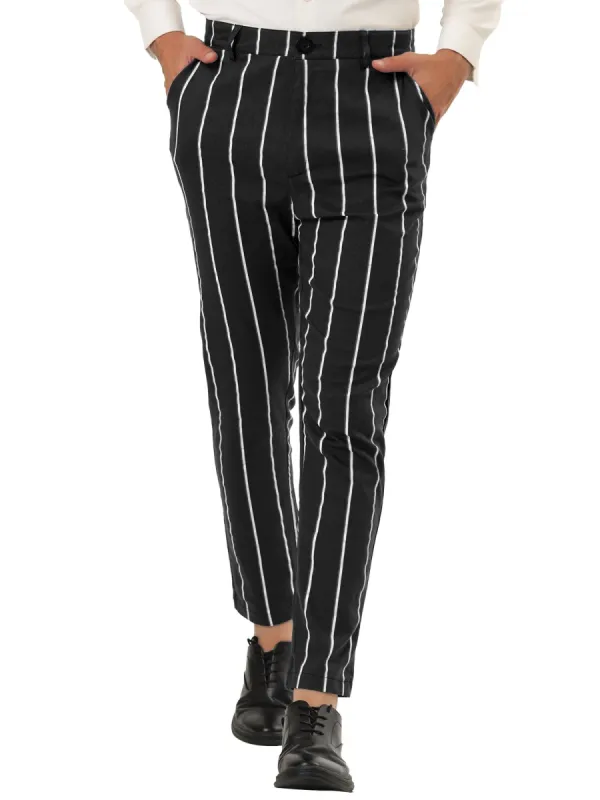 Men's Dress Stripe Pants Slim Fit Flat Front Business Suit Trousers Pencil Pants sold by Allegra K