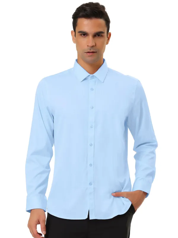 Men's Solid Long Sleeve Shirts Button Down Point Collar Slim Fit Dress Shirts sold by Allegra K
