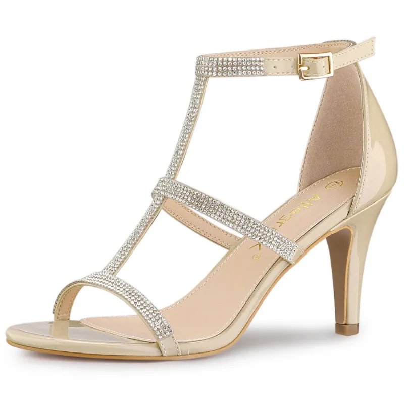 Women's Rhinestone Ankle Strap Stiletto High Heel Sandals sold by Allegra K