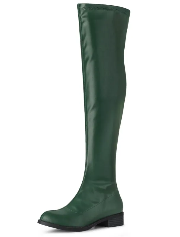 Women's Thigh High Fashion Boots Low Block Heel Over the Knee High Boots sold by Allegra K