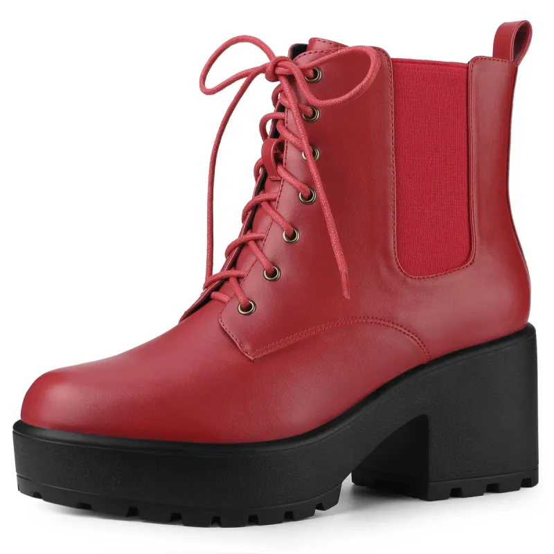 Women's Platform Lace Up Ankle Boots Chelsea Combat Boots sold by Allegra K