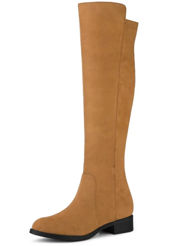 Women's Side Zipper Chunky Heels Knee High Boots sold by Allegra K
