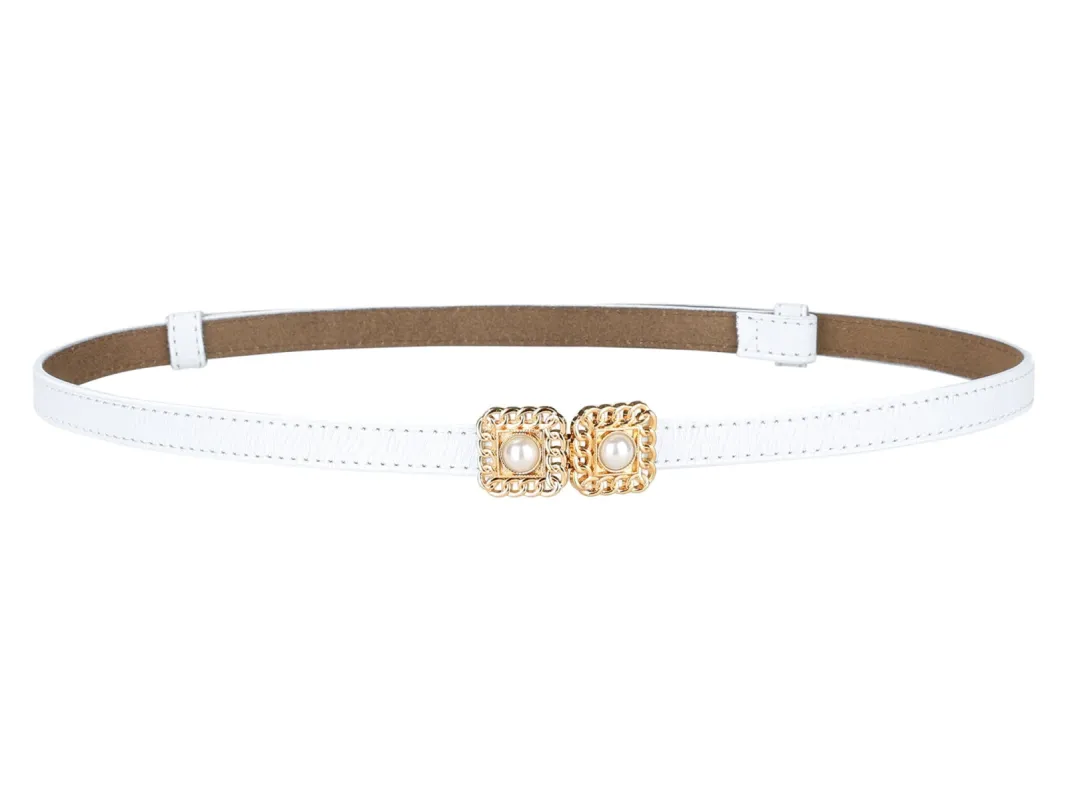 Retro Skinny Belts for Women Interlock Buckle Thin Waist Belt for Dress Pants 0.55 inches Width sold by Allegra K