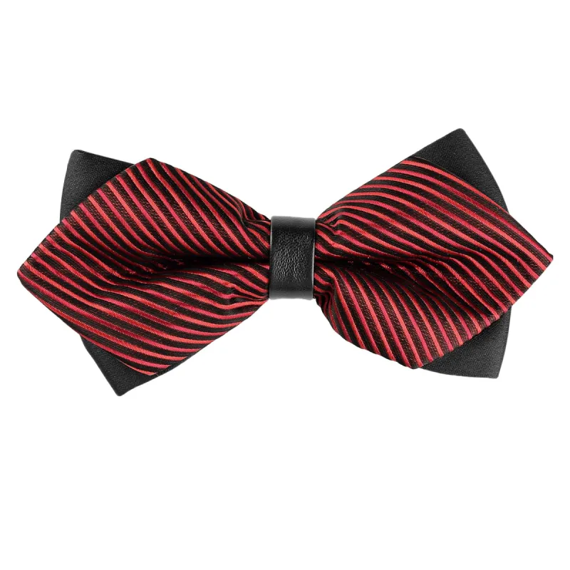 Men's Striped Pre-tied Bow Ties Neck Adjustable Bowties Pointed Wedding Bow Tie sold by Allegra K