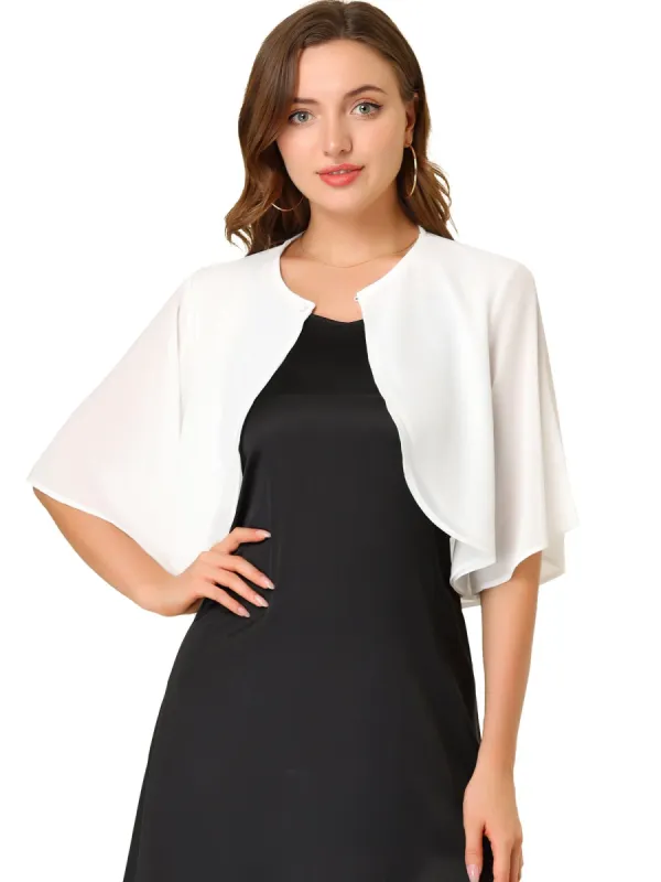 Women's Short Sleeve Crop Cardigan Sheer Chiffon Bolero Shrug Top sold by Allegra K