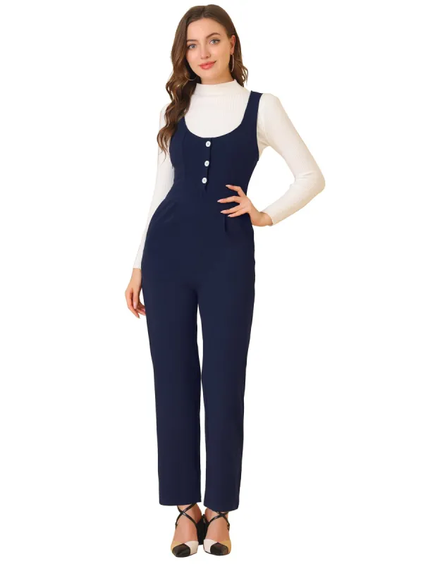 Women's High Waist Wide Leg Pants Knit Overalls Jumpsuit with Pockets sold by Allegra K