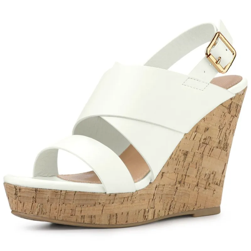 Women's Wood Strappy Platform Wedge Sandals sold by Allegra K