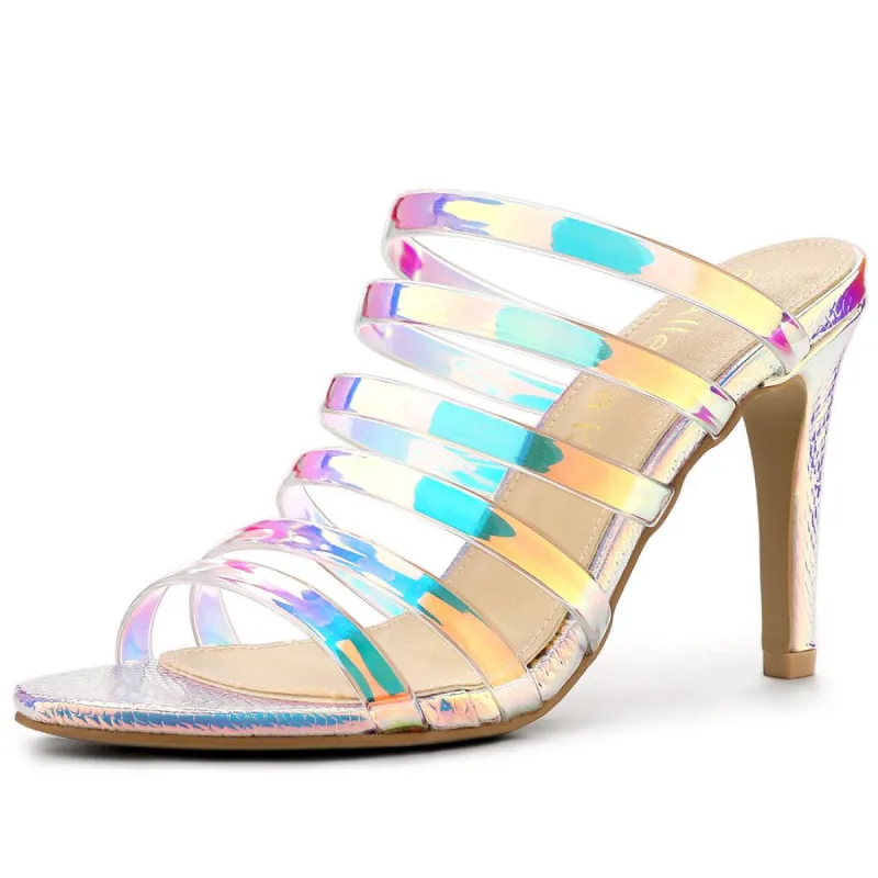 Women's Colorful Strappy Stiletto Heel Slide Sandals sold by Allegra K