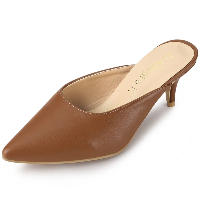 Women's PU Pointed Toe Stiletto Heels Slide Mules sold by Allegra K