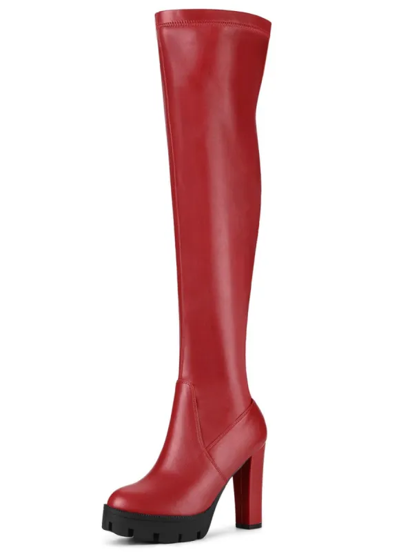 Women's Platform Heels Chunky Heel Over Knee High Boots sold by Allegra K