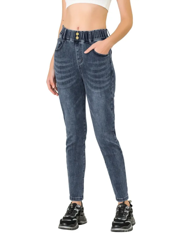 Women's Denim Classic High Rise Ankle Skinny Jeans Stretch Pant made by Allegra K