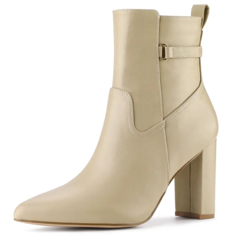 Women's Pointed Toe Chunky High Heels Ankle Boots sold by Allegra K