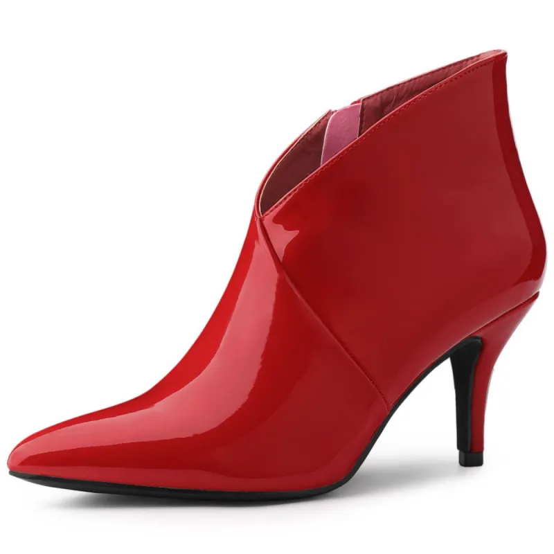 Women's V Shape Zipper Stiletto Heel Ankle Boots sold by Allegra K