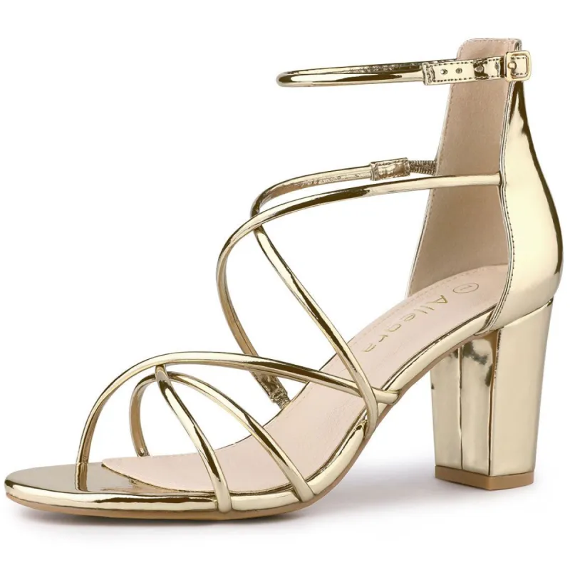 Women's Strappy Crisscross Strap Block Heels Sandals sold by Allegra K