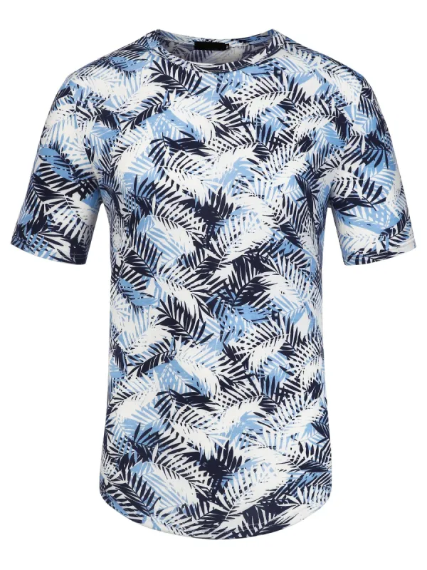 Men's Printed Short Sleeves Slim Fit Summer Hawaiian T Shirt Tee sold by Allegra K