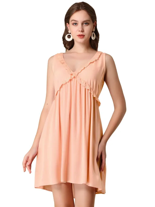 Women's Ruffle V Neck Cross Front A-Line Sleeveless Flowy Dress sold by Allegra K