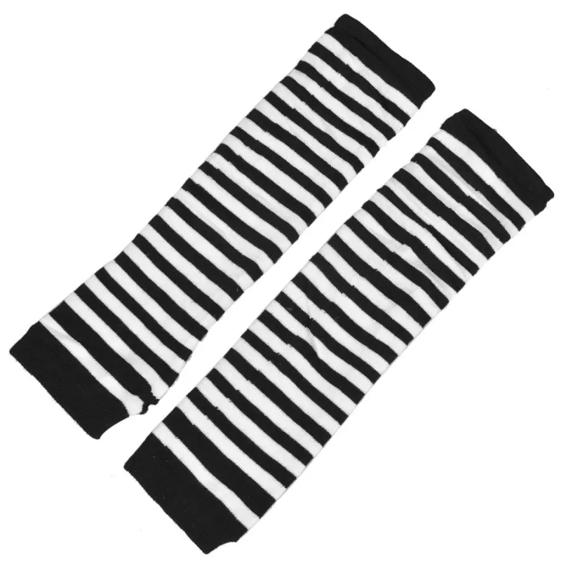 Women Long Stripe Thumbhole Fingerless Gloves Elbow Length Arm Warmers sold by Allegra K