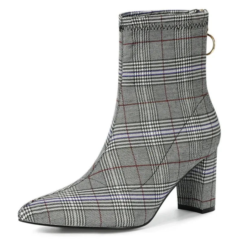 Women's Pointed Toe Zipper Chunky Heels Ankle Boots sold by Allegra K