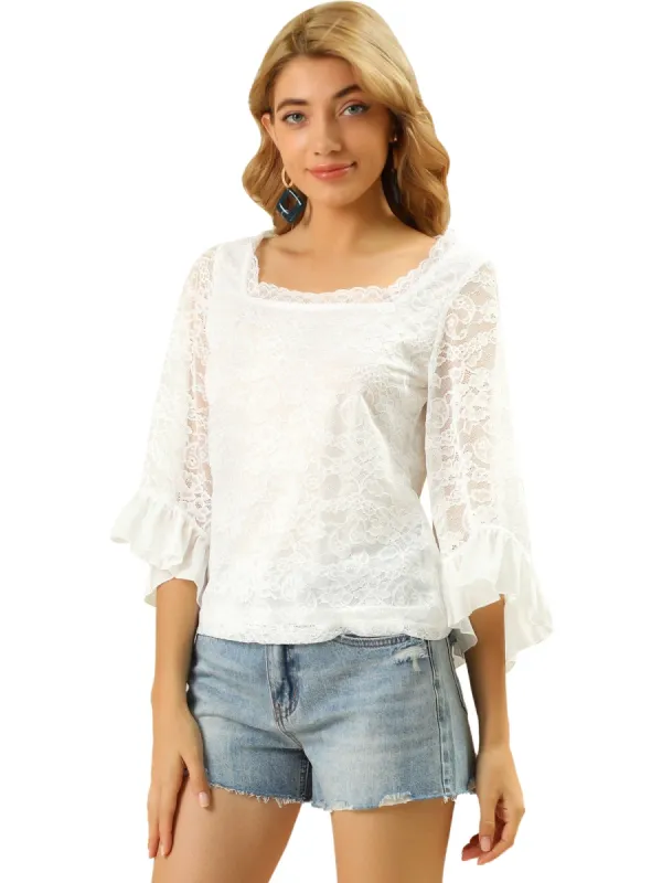 Women's Lace Long Sleeves Blouse sold by Allegra K