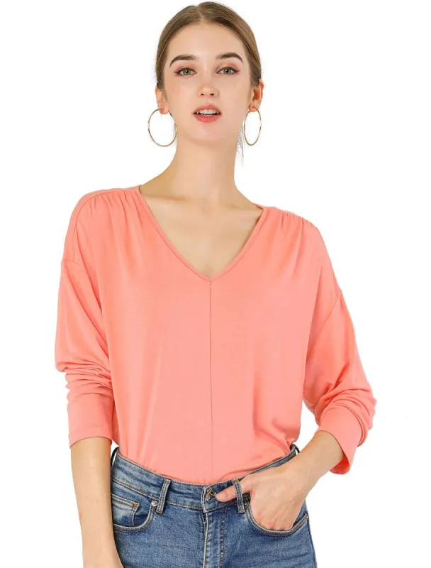 Allegra K V Neck Batwing Dolman Loose Casual Top sold by Allegra K