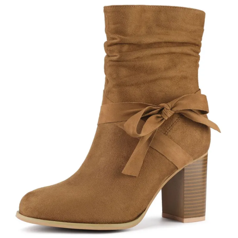 Women's Slouchy Chunky Heel Ankle Boots sold by Allegra K