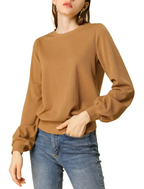 Allegra K Ribbed Pullover Sweater with Lantern Sleeves sold by Allegra K