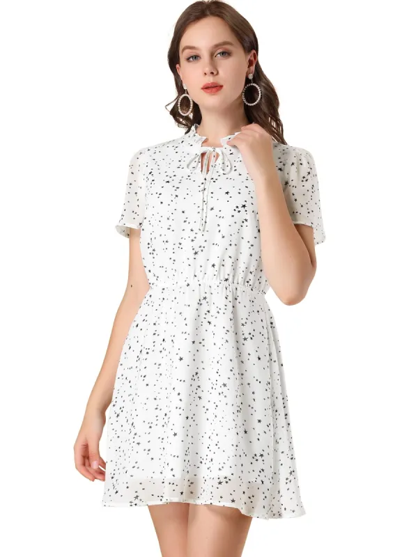 Women's Turndown Collar Short Sleeve A-Line Floral Shirt Dress sold by Allegra K