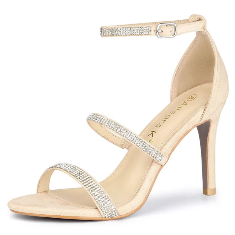Women's Rhinestone Ankle Strap Stiletto High Heels Sandals sold by Allegra K
