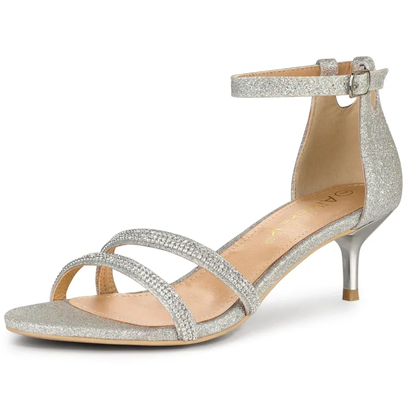 Women's Glitter Stiletto Heels Kitten Heel Sandals sold by Allegra K