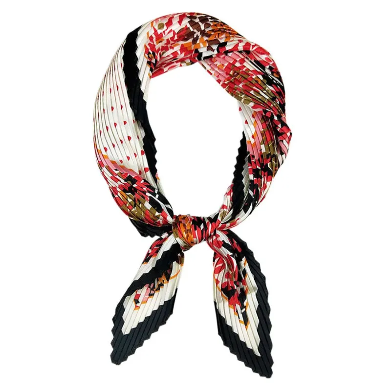 Women Polka Dots Floral Pleated Rhombus Head Scarf Wraps Scarves Neckerchief sold by Allegra K