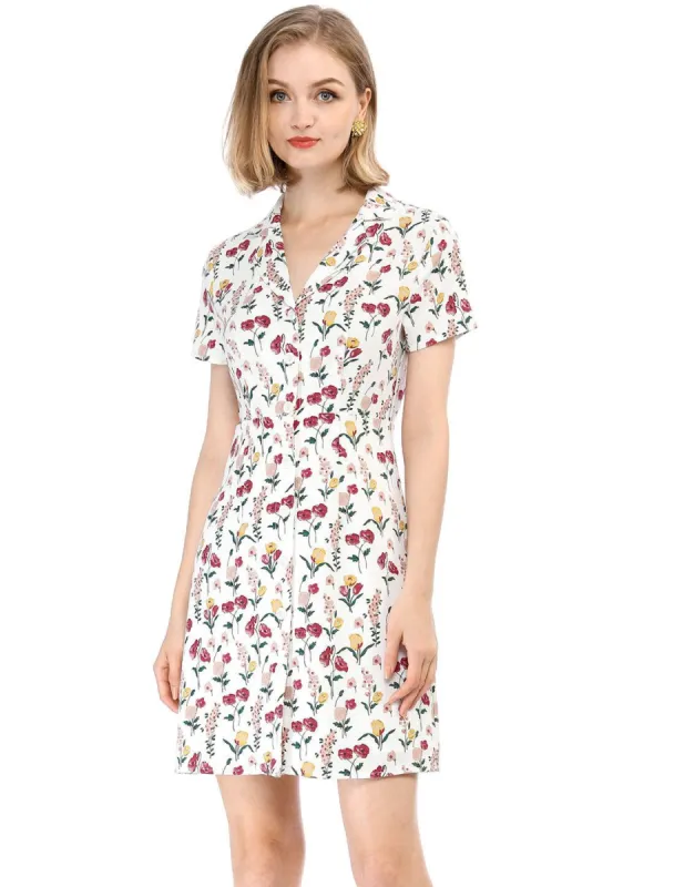 Allegra K Button Down Floral Shirt Dress sold by Allegra K