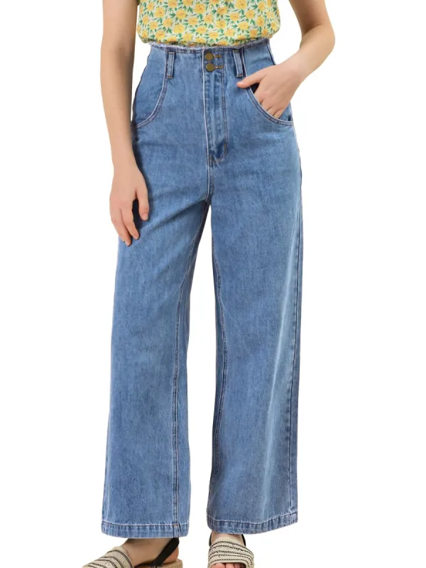 Women¡¯s Wide Leg Casual High Waist Denim Long Pants Trousers sold by Allegra K