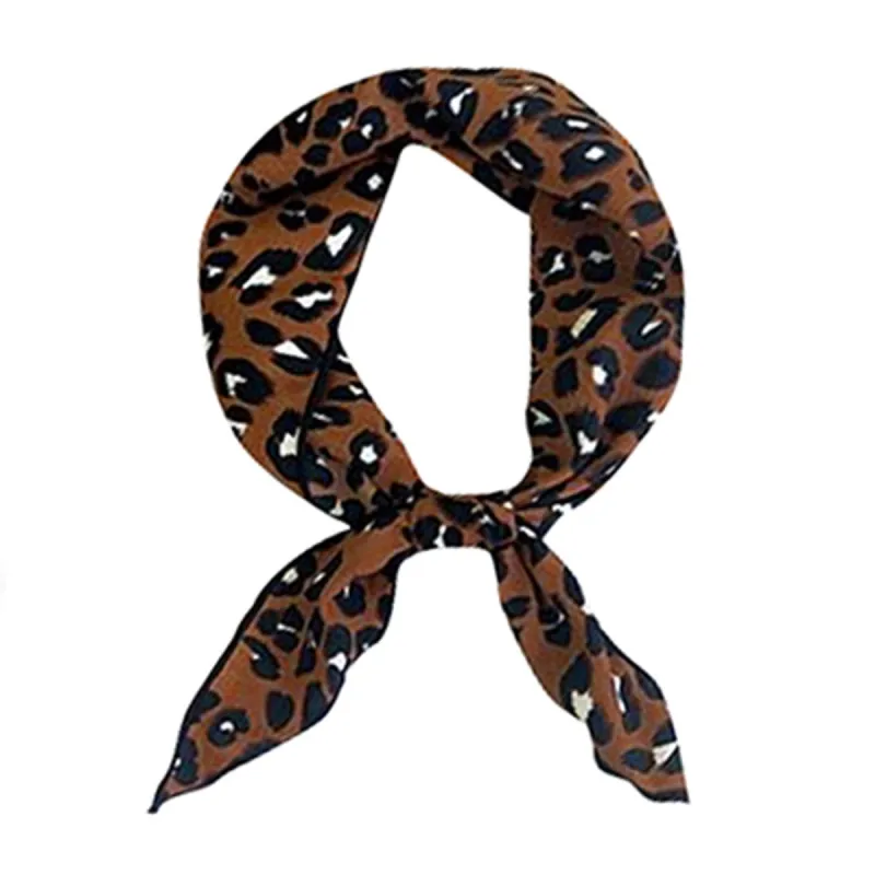 Leopard Print Triangle Scarf Neck Scarves Hair Ribbon Neckerchief for Women sold by Allegra K