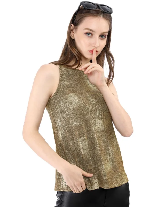 Allegra K Shiny Shimmer Tank Top sold by Allegra K