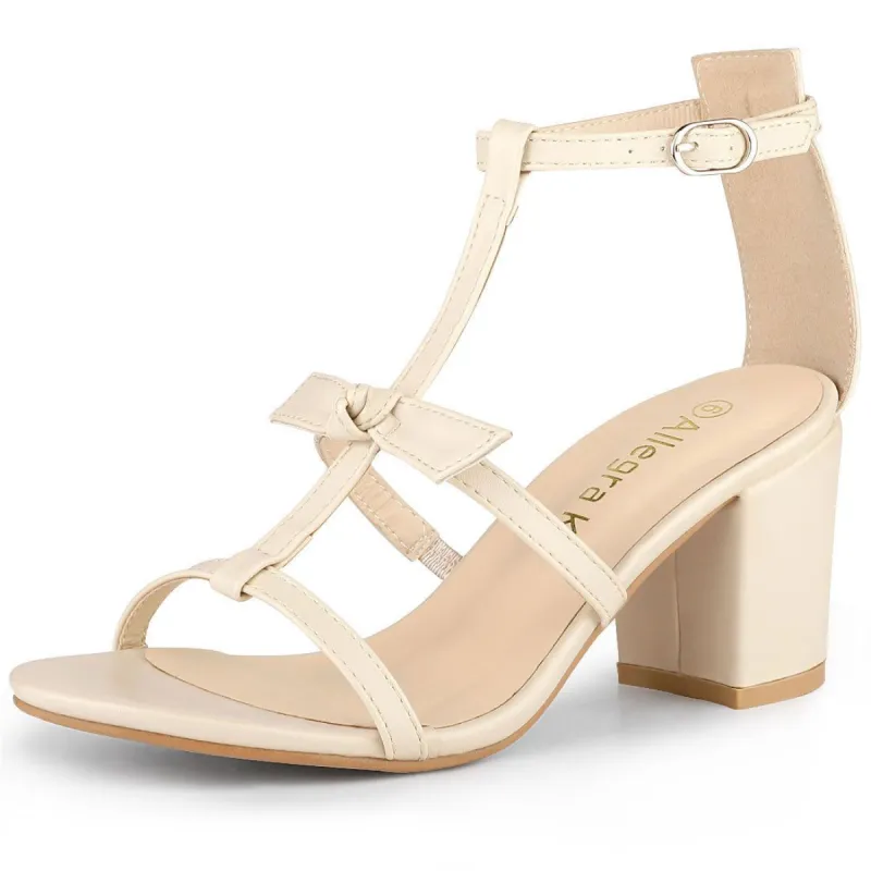 Women's Open Toe T-Straps Block Heel Sandals sold by Allegra K