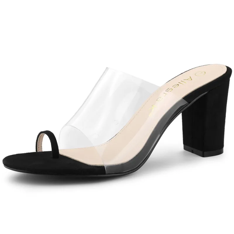 Women's Ring Chunky Heel Clear Slides Sandals sold by Allegra K