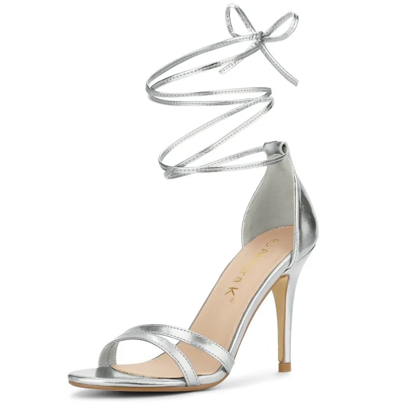 Women's Open Toe Lace-Up Stiletto Heels Sandals sold by Allegra K