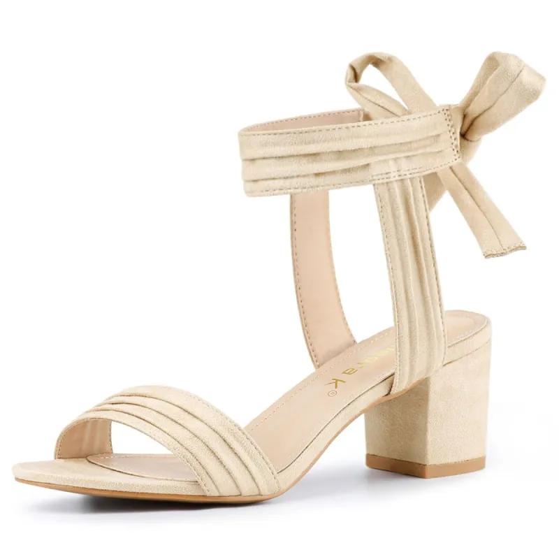 Women's Open Toe Ankle Tie Back Block Heel Sandals sold by Allegra K