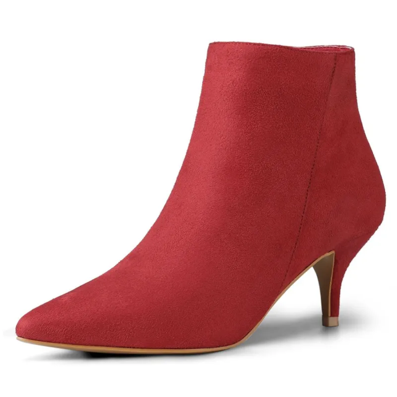 Women's Pointed Toe Zip Stiletto Kitten Heel Ankle Booties sold by Allegra K