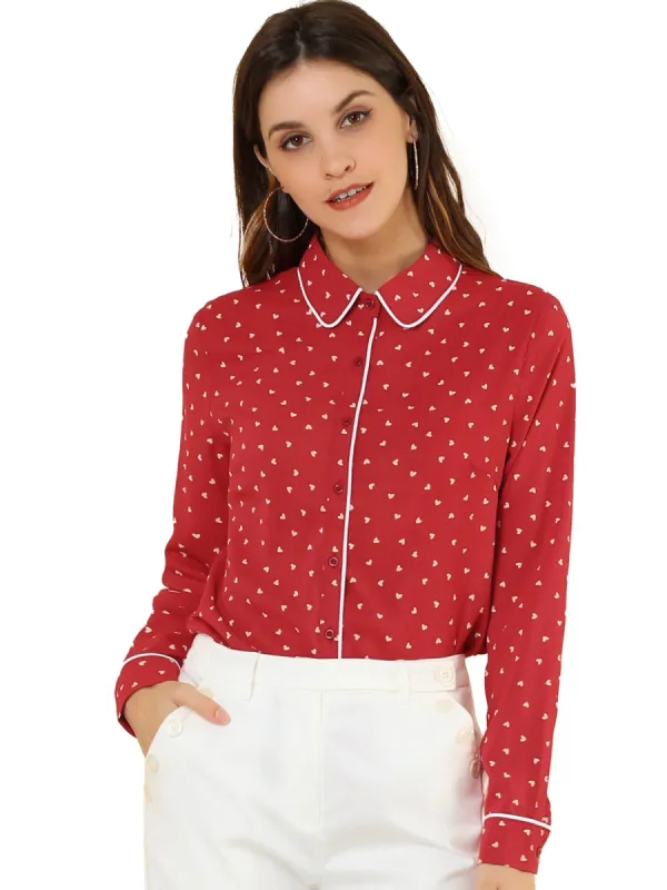 Allegra K Long Sleeve Button Down Polka Dot Shirt sold by Allegra K