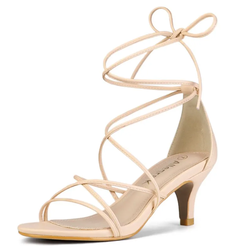 Women's Strappy Kitten Heel Lace Up Sandals sold by Allegra K