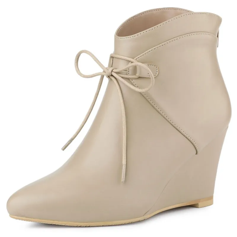 Women's Pointed Toe Zip Wedge Heel Ankle Boots sold by Allegra K