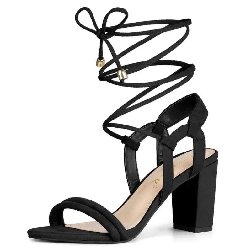 Women's Cutout Lace Up Block High Heel Sandals sold by Allegra K