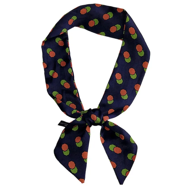 Women Point Dots Print Skinny Scarf Narrow Head Scarfs Double-Sided Neckerchief sold by Allegra K
