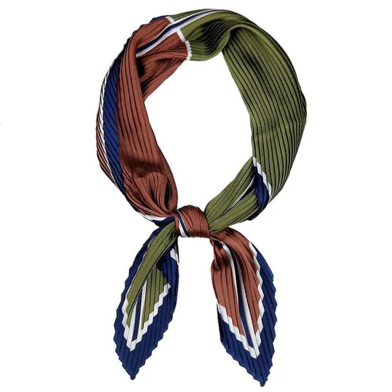Women's Retro Pleated Color Block Rhombus Head Neck Scarf Scarves Neckerchief sold by Allegra K