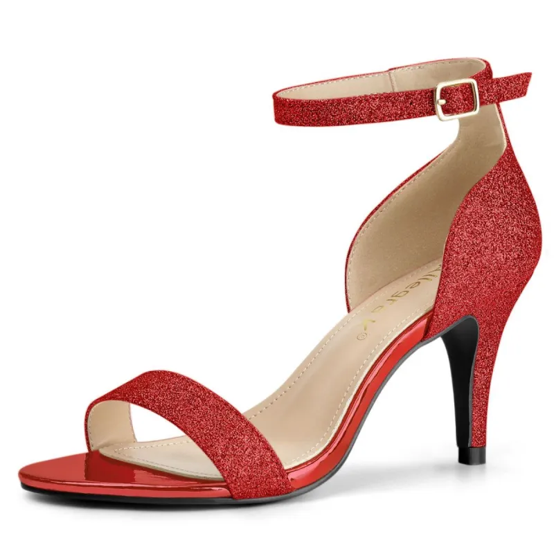 Women's Glitter Ankle Strap Stiletto Heel Sandals sold by Allegra K