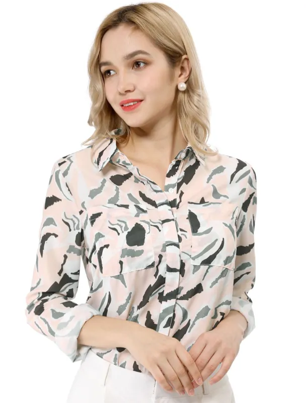 Allegra K Button Down Floral Print Long Sleeves Shirt sold by Allegra K