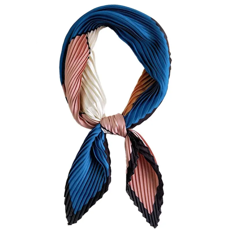 Pleated Contrast Color Block Rhombus Neck Scarf Neckerchief Bandana for Women sold by Allegra K